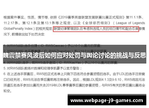 魏震禁赛风波后如何应对处罚与舆论讨论的挑战与反思 魏震禁赛风波后如何应对处罚与舆论讨论的挑战与反思